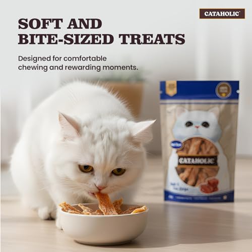 Image of Cataholic Duck & Fish Jerky Strips Cat Treats, High Protein Natural Cat Snacks, Soft Chewy Training Treats for All Cat Breeds, Each 50 g