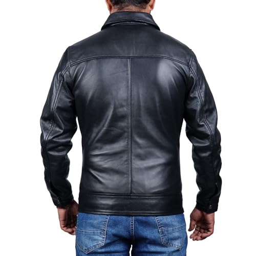 Polo Collar Premium Leather Jacket Men Old School Classic Style Everyday Wear Lambskin Mens Leather Jacket4