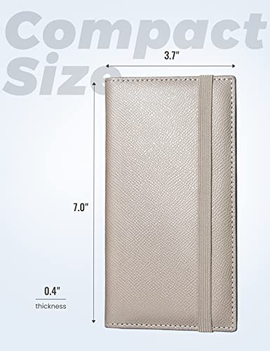 Image of Yarnic Checkbook Cover for Personal Checkbook, Checkbook Holder with Pen Holder & Built-in Clear Plastic Divider for Duplicate Checks (Sand)