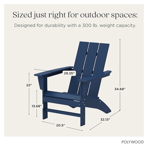 Image of POLYWOOD Modern Adirondack Chair - All-Weather Outdoor Lawn Adirondack Chairs - HDPE, Fade-Resistant & Durable Outdoor Furniture - For Patio, Deck & Fire Pit Chairs - Navy
