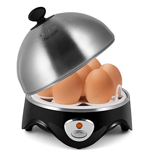 Flexzion Electric Egg Cooker & Poacher Maker Steamer with Auto Shut Off, No Buzzer - 7 Egg Capacity for Hard Soft Boiled Poached Eggs Incl. Stainless Steel Lid, Boiling Tray, Omelet Pan Steam Bowl