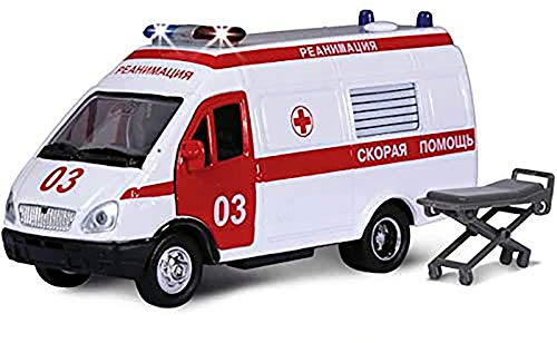 Diecast Metal Model Minibus GAZ 27051 Gazelle Russian Ambulance Toy Die-cast Cars Scale 1:36