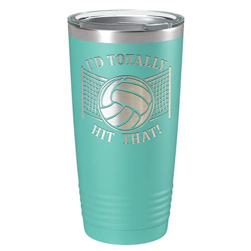 Cuptify I'd Totally Hit That Laser Engraved Seafoam 20 oz Stainless Steel Tumbler Volleyball Gift with Lid Insulated Cup