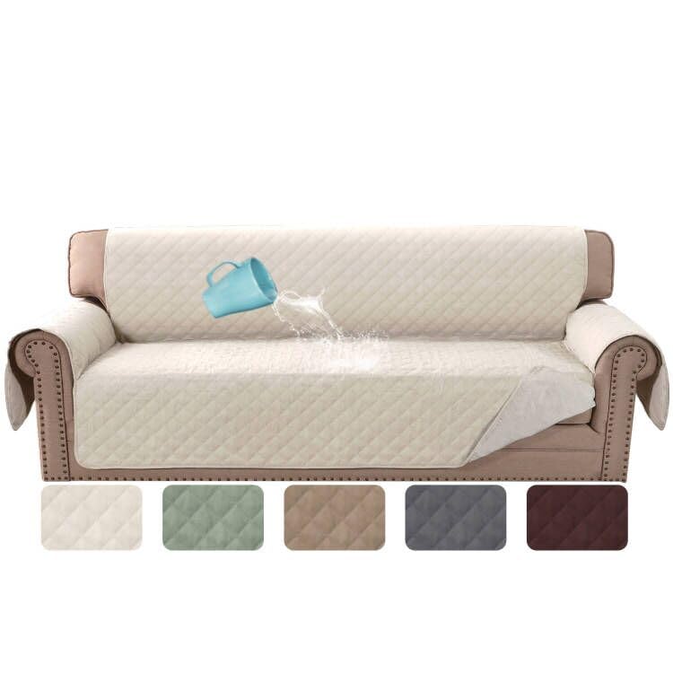 H.VERSAILTEX Sofa Covers for 3 Cushion Couch, Dog Couch Protector, Furniture Covers for Pets, 100% Waterproof Cover with Non-Skid Backing & Elastic Straps(Sofa, Coconut Milk)