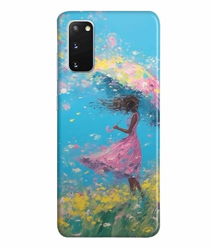 Image of Printed Hard Back Case Cover & Compatible for Samsung Galaxy S20 | Painting Girl with Umbrella (Multicolor) - D1194