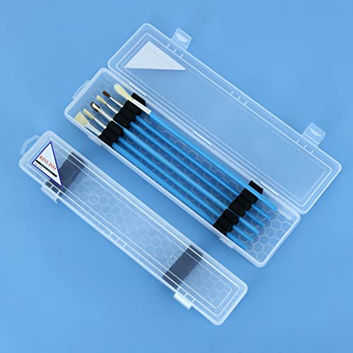 Image of Rectangular Paint Brush Storage Box for Artist Bainting Brushs,13in Portable Miniature Plastic Travel Stackable Flat Long PaintBrush Case Without Brushes,Set of 2 Pack