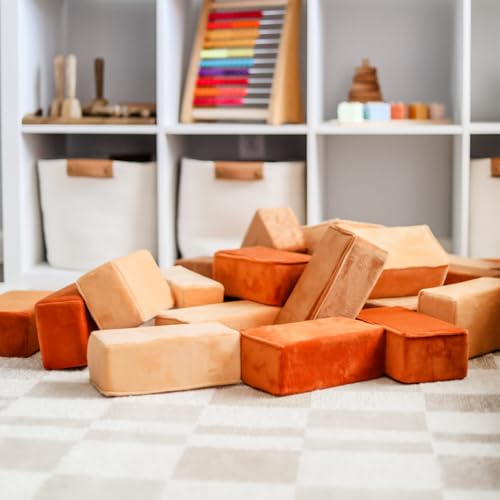 Image of The Original Premium Plush Building Block for Kids - Certified Safe Foam Blocks in Luxuriously Soft Fabric Covers (Desert, Blocks)