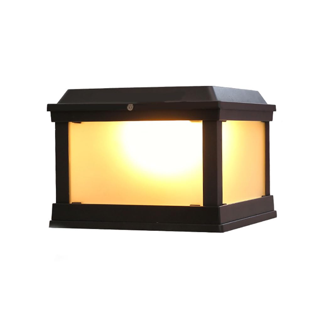 LED Solar Post Light Outdoor Square Outside Door Column Headlight Contemporary Weatherproof Lamp Solar Energy Post Light Fixture for Garden Yard Post Pole Pillar Mount La（20cm） (35cm)