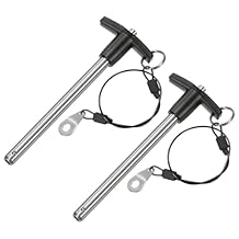 M METERXITY 2-Pack T Handle Lock Pins, 3/8"9.5mm Dia. 3-15/16"100mm Usage Length Push-Button Quick Release Locking Pins W Lanyard for Speaker/Aviation/Gym/Machine [304 Stainless Steel]