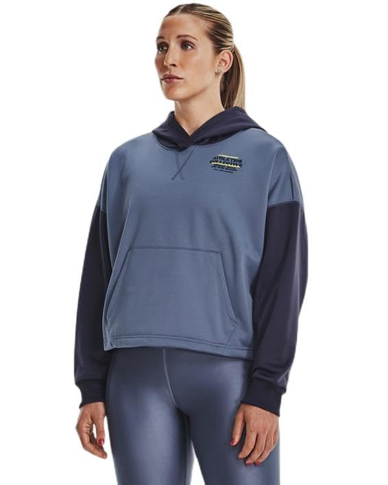 Under Armour Sudadera con capucha Armour Fleece Layer, Aurora Purple Tempered Steel Yellow Ray, S