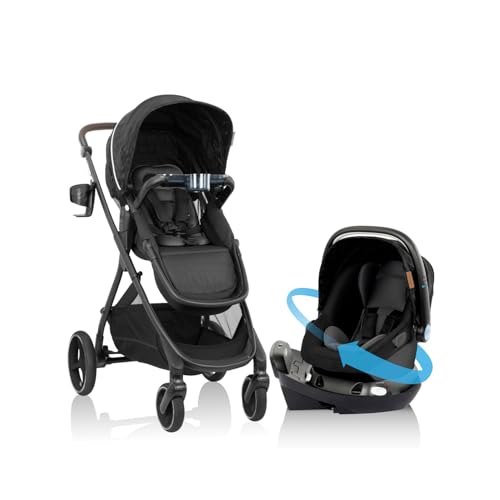 Image of Evenflo Shyft Intuiti+ Travel System Featuring Revolve180 LiteMax™ NXT Rotating Rear-Facing Lightweight Preemie and Infant Car Seat with SensorySoothe 3-30 lbs. (Dubhan Black)