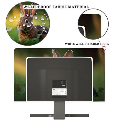 Image of Cute Rabbit Television Cover 45,46,47,48 Inch Waterproof Nature Bunny Hare Grassland Full Body Cover for TV Screen Weatherproof Dust-Proof Anti-Scratch Television Covers for LED LCD OLED
