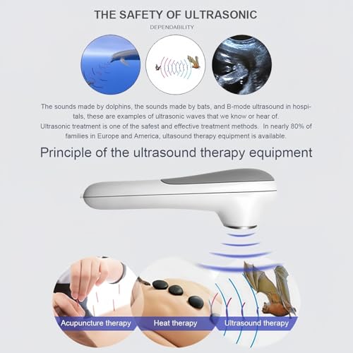 HSRG Maszyna do terapii ultradźwiękowej, przenośne urządzenie łagodzące ból, 5 regulowanych biegów, 5-30 minut timer, masaż ciała do użytku domowego