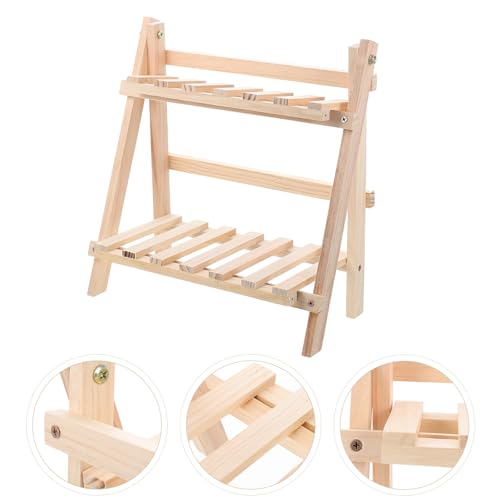 Étagère de rangement bureau bois pliable compacte à 2 niveaux - 8