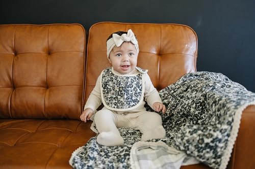 Image of Mebie Baby Quilt, Liberty Floral and Coastal Plaid, 100% Cotton Muslin Baby Blanket for Girls & Boys, Newborns to Toddler, Soft Swaddle Blankets, 47 inchx47 inch
