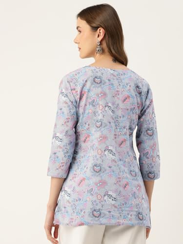 Image of feranoid Designer V-Neck Short Straight Kurti with 3Quarter Sleeves