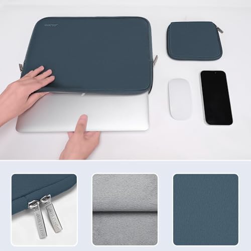 Image of MOSISO Laptop Case 15 inch, 15 inch Laptop Sleeve Bag Compatible with MacBook Air 15 M4 A3241 M3 A3114 M2 A2941 2025 2024 2023, Dell XPS 15, Neoprene Computer Sleeve Bag with Small Case, Haze Blue