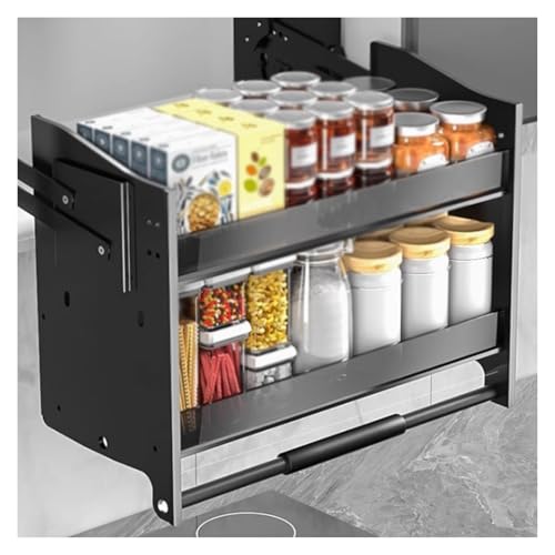 XLTFUC 2 Layer Pull Out Cabinet Organizer, Upper Kitchen Wall Cabinet Storage Organizer(560x260x540mm)