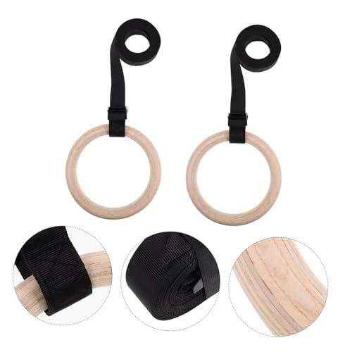 Anillas de gimnasia de madera con hebilla ajustable para entrenamiento miniatura 7