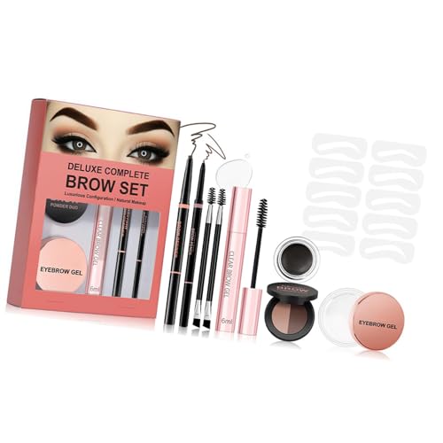 Kit de plantillas de sellos para cejas, kits de maquillaje para moldear cejas, lápiz y pincel de gel, kit de sellos