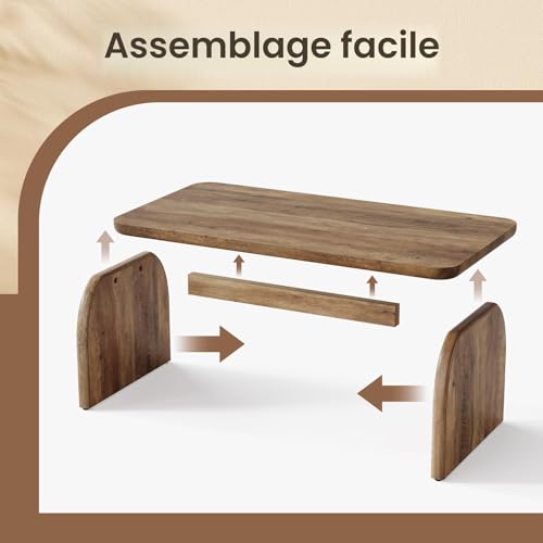 Table Basse 120x60 Rustique Rangement, Tribesigns