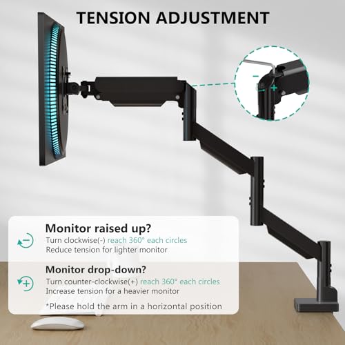 Image of WALI Extra Long Single Monitor Arm for 17-38 inch Screens, up to 26.4 lbs
