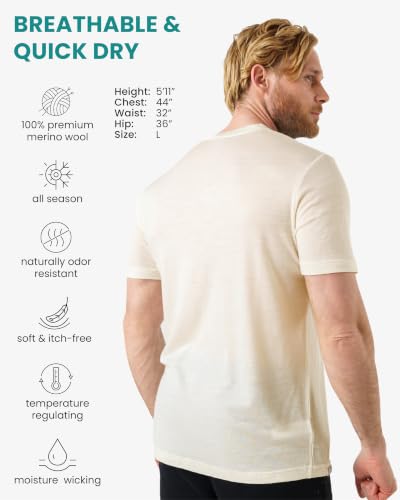 Image of Merino Wool T-Shirt Mens - Merino Wool Undershirt Thermal Shirt for Men and Hiking Socks