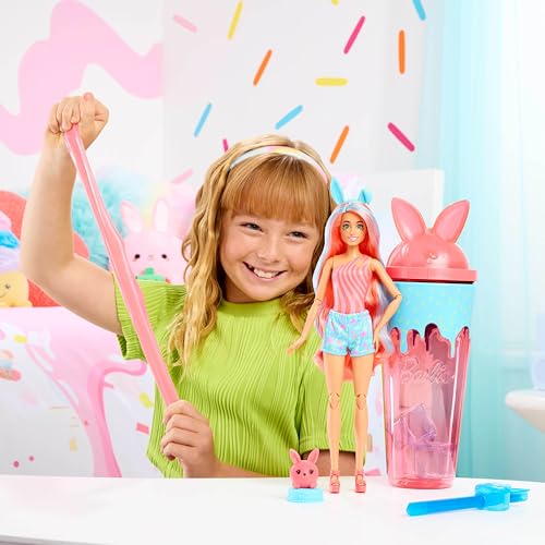 Barbie Poupée Pop Reveal et accessoires, série Shakes, poupée style chaton parfumée et animal de compagnie, 8 surprises dont une fonction changement de couleur, JCN87