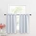 NICETOWN Window Treatment Room Darkening Curtains - Rod Pocket Tailored Tier/Valance/Cafe Curtains for Basement (2 Panels, 29 by 36 Inches,Platinum-Greyish White)