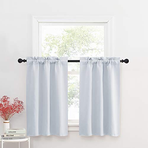 NICETOWN 36 inches Lentgh Curtains for Bathroom - Room Darkening Rod Pocket Small Window Curtains for Cafe Half Drape for Basement/Home Thanksgiving D