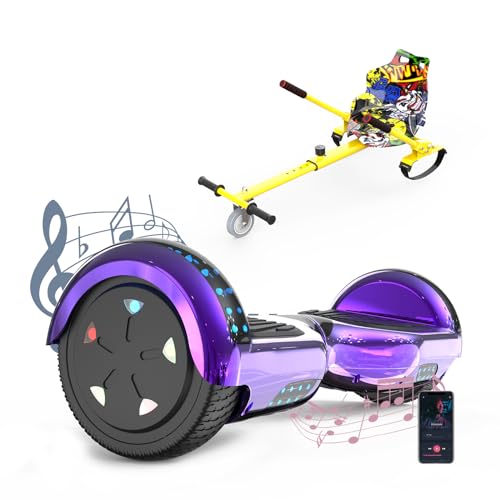 VOUUK Hoverboard de 6.5 pulgadas con asiento Hoverboard con kart Con bluetooth y luces led para niños