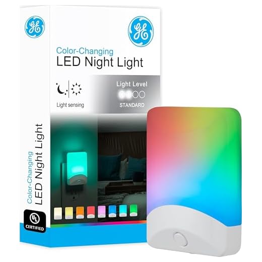 GE Color-Changing LED Night Light, 1 pack, Plug Into Wall, Dusk to Dawn Sensor, For bathroom, Childrens Room, Nursery, Safety Rated, White, 34693