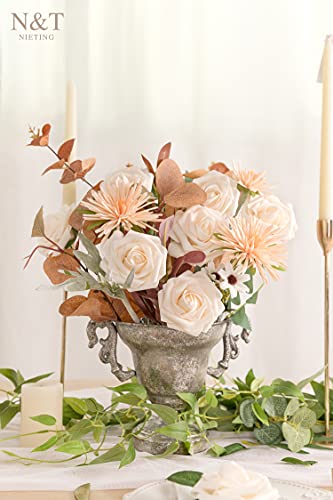 N&T Nieting Roses Artificial Flowers, 25Pcs Fake Flowers Foam Roses For Diy Wedding Bridal Bouquet Baby Shower Party Cake Wall Decoration, Cream #TOP2