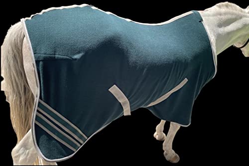 Image of Majestic Ally Anti Pill Fleece Horse Blanket /Sheet with Silver Braided Rope (Hunter Green, 76)