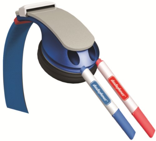 iHip IP-DOODLE-BL DJ Style Erasable Drawing Headphones with Four Built-In Markers, Blue