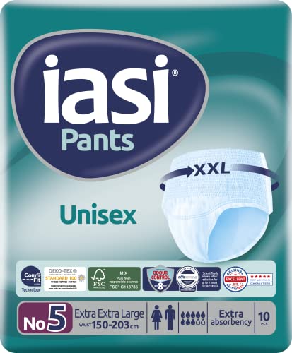 IASI Pants UNISEX Alta Protección, 10 Bragas Absorbentes Desechables, Absorción EXTRA, Talla XXL, 10 Unidades