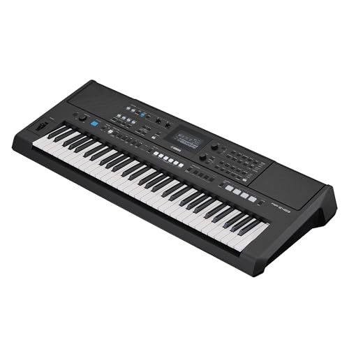 YAMAHA PSR-E483 – Teclado portátil moderno con 61 teclas sensibles a la pulsación, 860 Voces con 15 Super Articulation Lite, 345 Estilos, altavoces de alta potencia y USB-C – Negro