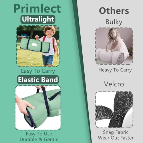 Image of Primlect Toddler Nap Mat, Portable Rolled Sleeping Mat | 51 inchx31 All-in-One Sleeping Bag with Removable Pillow and Soft Blanket, Machine Washable, for Daycare Travel, for Boys Girls