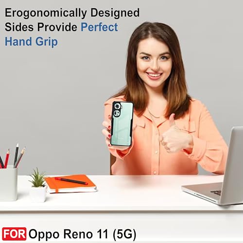 Image of CEDO Backcover for Oppo Reno 11 (5G) | Camera Protection Shockproof Bumper-Edge | Acrylic Crystal Clear 360 Degree Protection TPU+PC | Transparent Eagle Back Case Cover (Black)