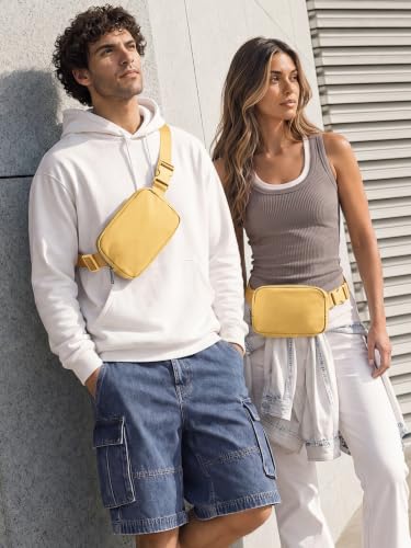 Image of ODODOS Unisex Mini Belt Bag with Adjustable Strap Small Fanny Pack for Workout Running Traveling Hiking, Buff Yellow