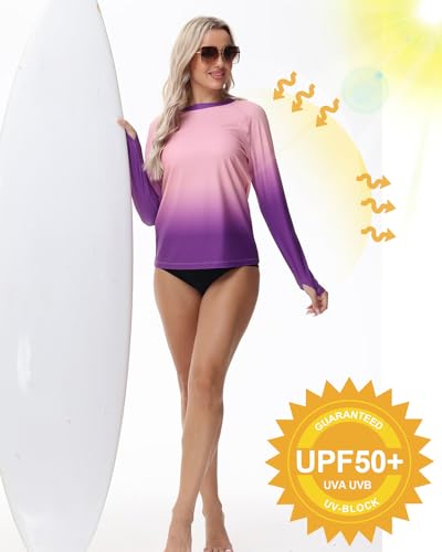 Rash Guard for Women UV Protection Swim Shirts Long Sleeve Quick Dry Water Tops Swimsuit with Thumb Hole4