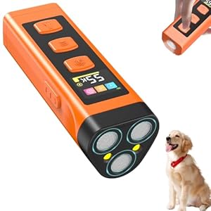 Dog Bark Deterrent Device, Color Display 2000 mAh Rechargeable Ultrasonic Anti-Barking Trainer with 4 Frequency Settings 25/30/40/55 kHz, 65ft Long-Range, Safe & Effective Alternative to Bark Collars