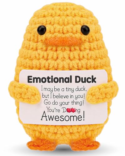 Hoedia Emotional Duck Small Mother&rsquo;s Day Easter Gifts for Women Men Her Him, Positive Crochet Cute Funny Inspirational Support Stuffers College Office Friend Birthday Basket Filler Decorations