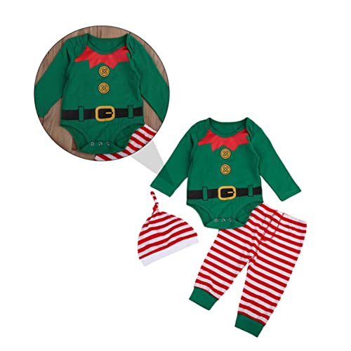 PRETYZOOM 2Pcs Baby Elf Christmas Christmas Baby Elf Pajamas Christmas Baby Santa Rompers Baby Elf Romper Bodysuit Outfit Baby Santa - Afbeelding 3