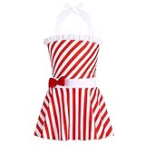 Nimiya Kinder Mädchen Badeanzug Rot Und Weiß Gestreift Swimsuit Neckholder Knielang Body Kleid Mit Schleife Kleinkind Strampler Schwimmbad Beachwear Sommer Rot&Weiß 86-92