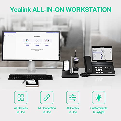 Yealink Wh66 Wireless Dect Headset Teams Certified, Office Dual Ear (Stereo) Headset For Desk Phone And Pc, Cell Phone Via Bluetooth, Speakerphone, 4.0-Inch Touch Screen,14H Talktime,525 Ft Range #TOP1