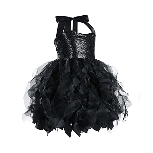 Black Tutu Dress For Toddler Girls Princess Birthday Party Sparkly Sequin Tulle Dress For Little Girls Prom Sneaker Ball Birthday Outfits 5-6T #TOP7