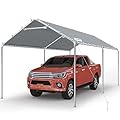 Quictent 10x20 ft Heavy Duty Carport Canopy Galvanized Car Tent Outdoor Garage Boat Shelter with Reinforced Structure, No Sidewall - Grey