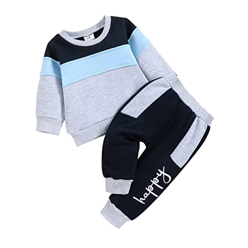 Baby Boy Clothes Toddler Infant Boys Fall Winter Outfit Long Sleeve Multi-Color Sweatshirt Pants Set 2 PCS