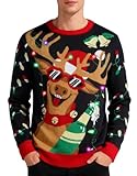 Goodstoworld Light Up Christmas Sweater Men Led Xmas Sweatshirt Funny Holiday Jumper Pullover Reindeer